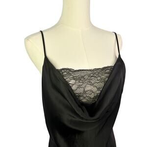 Zara Black Satin and lace slip Mini Dress size Xs